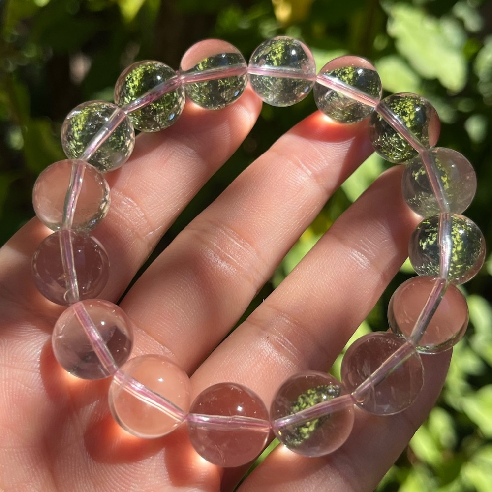 13.5mm high clarity Madagascar rose quartz bracelet - Picture 8 of 11